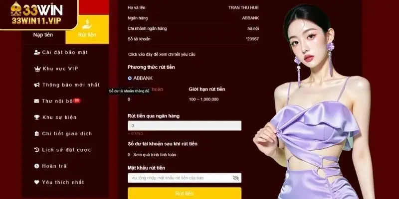 Nhập toàn bộ thông tin số tiền bạn muốn rút